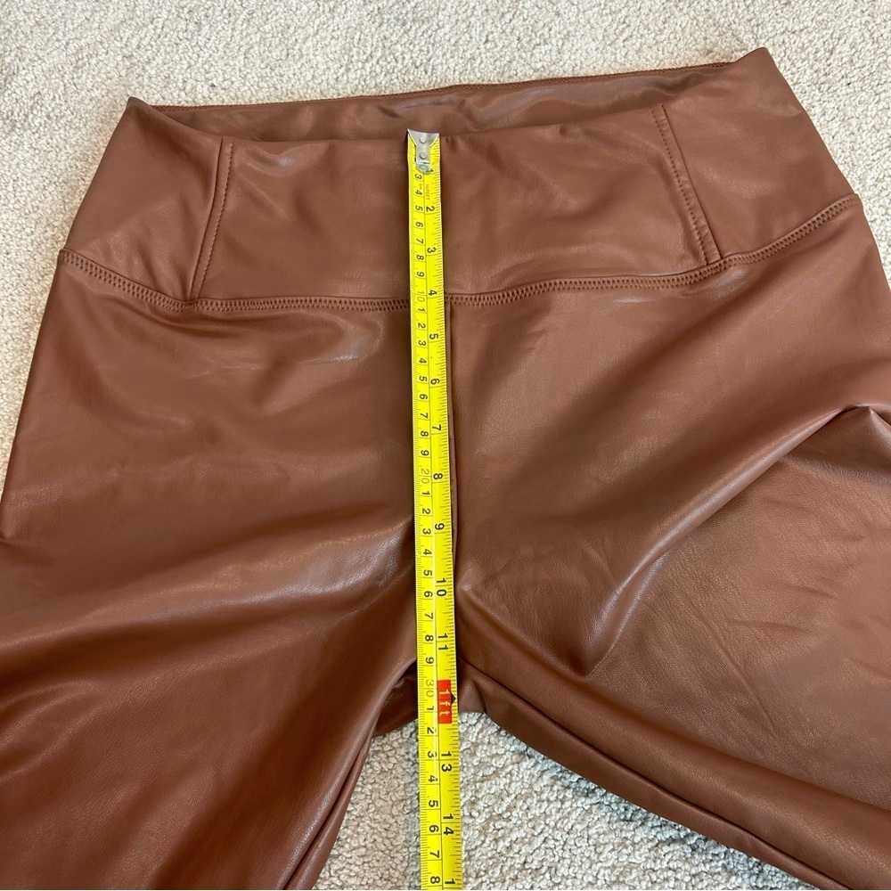 7 for all mankind camel brown faux leather high waisted leggings Sz L NWOT - Picture 6 of 10